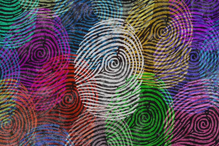 Diversity identity and privacy concept and personal private data symbol as diverse finger prints or ...