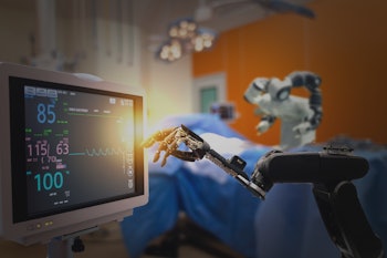 smart medical technology concept,advanced robotic surgery machine at Hospital, robotic surgery are p...