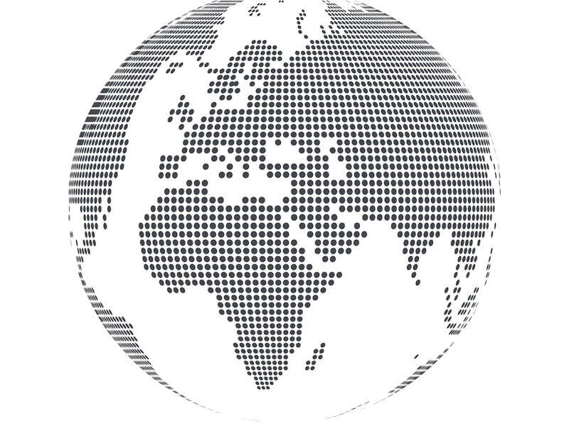 Globe shape, World map created from dots. Vector illustration