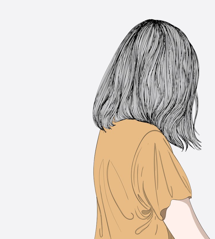 Doodle beautiful woman drawing.She was sadly crying in private.Hairstyles for women in modern style