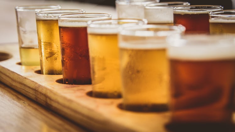 To make an at-home beer flight, you'll generally want to go from light to dark. 
