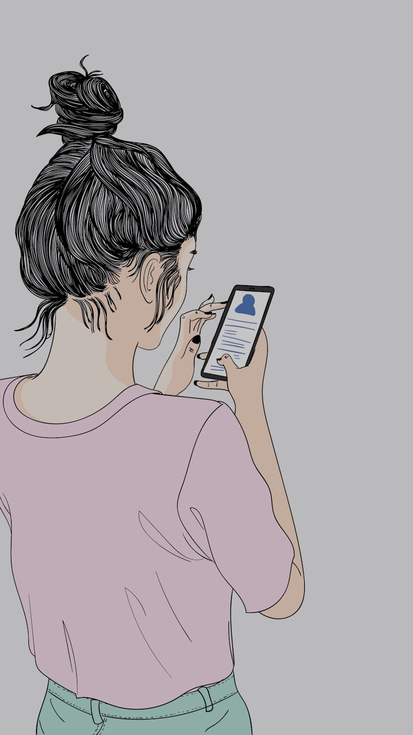 Women are playing smartphones. She talked to friends in social media.Doodle art concept, illustratio...