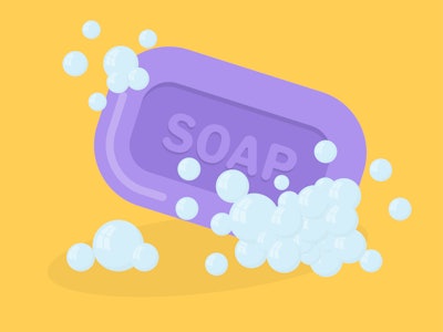 Soap flat icon, soap bubbles, vector illustration with shadow