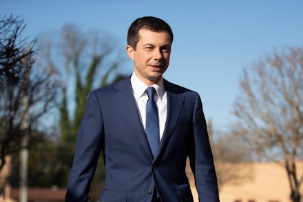 Democratic presidential candidate and former South Bend, Ind. Mayor Pete Buttigieg walks to speaks w...