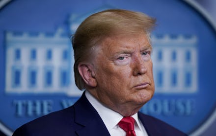 United States President Donald Trump holds a press conference to discuss the latest updates about th...