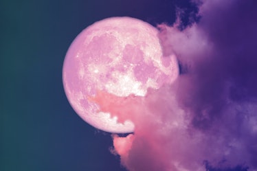 super full pink moon back silhouette colorful sky, Elements of this image furnished by NASA