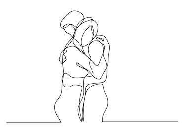 continuous line drawing of loving couple