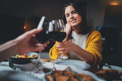 Searching for Instagram photo ideas for at-home date nights? Your clinking glasses is an easy, fun o...