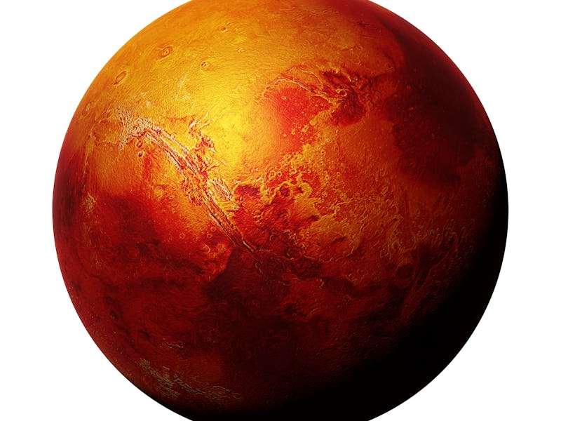 the red planet Mars, part of the solar system isolated on white background(3d space rendering, eleme...