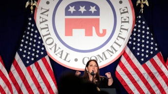 RNC Chairman Ronna McDaniel speaks at the Republican National Committee winter meeting in Washington...