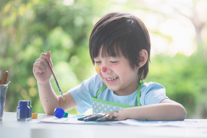 kid crafting a mother's day gift