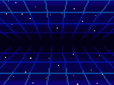 Vector pixel art of 80s Retro sci-Fi background. Pixel art background. 8bit