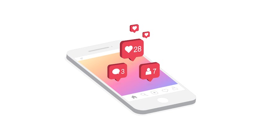 Social media notification icon. Follow, New comments, Like icon. 3d isometric modern design, Vector ...