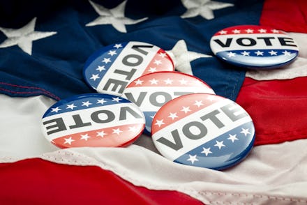 Democrat vs republican poll, democratic decision and primary voting conceptual idea with Vote electi...