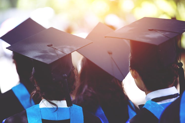 shot of graduation hats during commencement success graduates of the university, Concept education c...