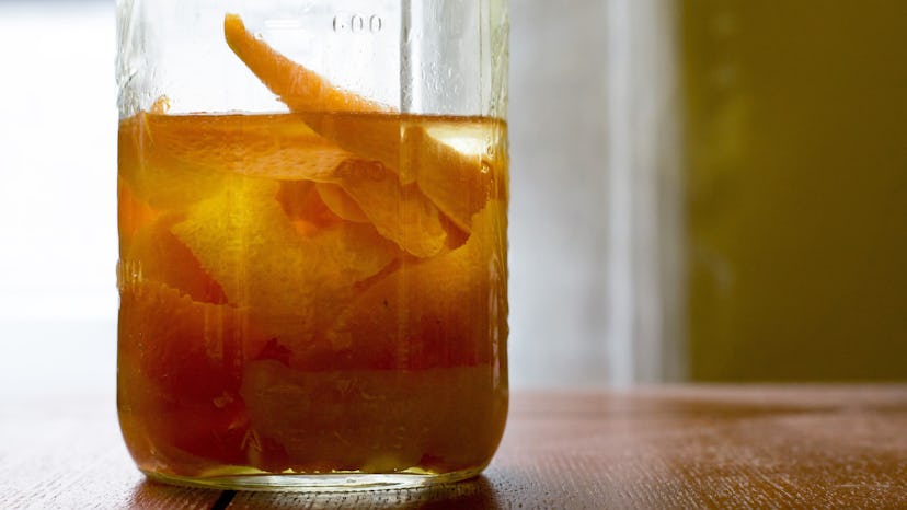 Alcohol infusion with orange peels