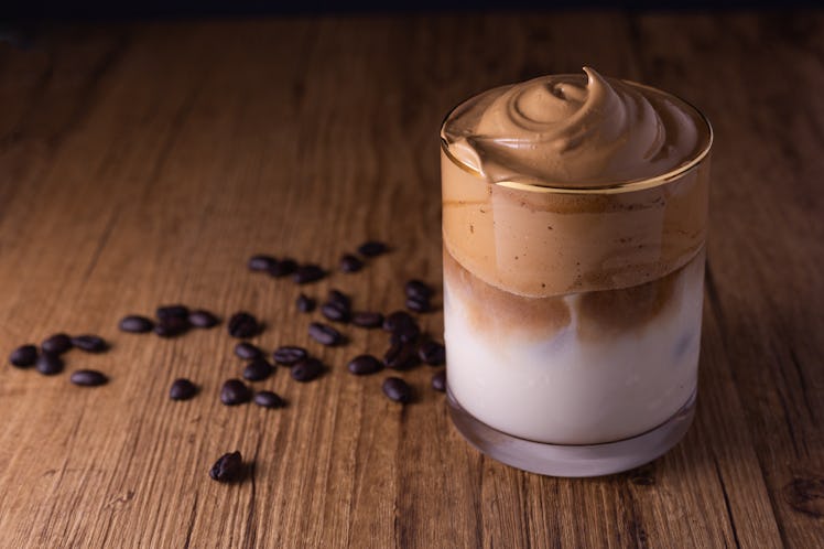 Photo of strong coffee drink, like the ones you can get at Starbucks.