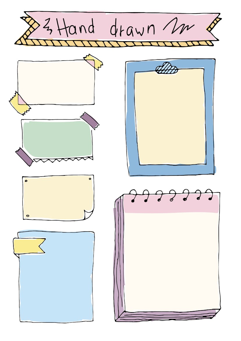 Add fun drawn office supplies like paper clips and pushpins to your bullet journal.