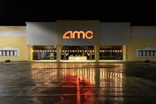 An AMC movie theater parking lot is vacant during the COVID-19 outbreak, Roanoke, Virginia.