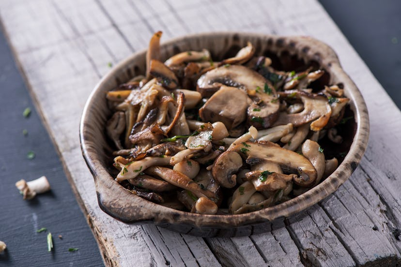 Reheating sauteed mushrooms in the microwave oven may be harmful or dangerous.