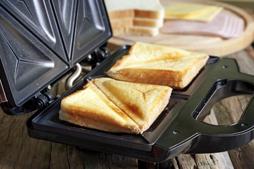 Sandwich toaster with toast closeup