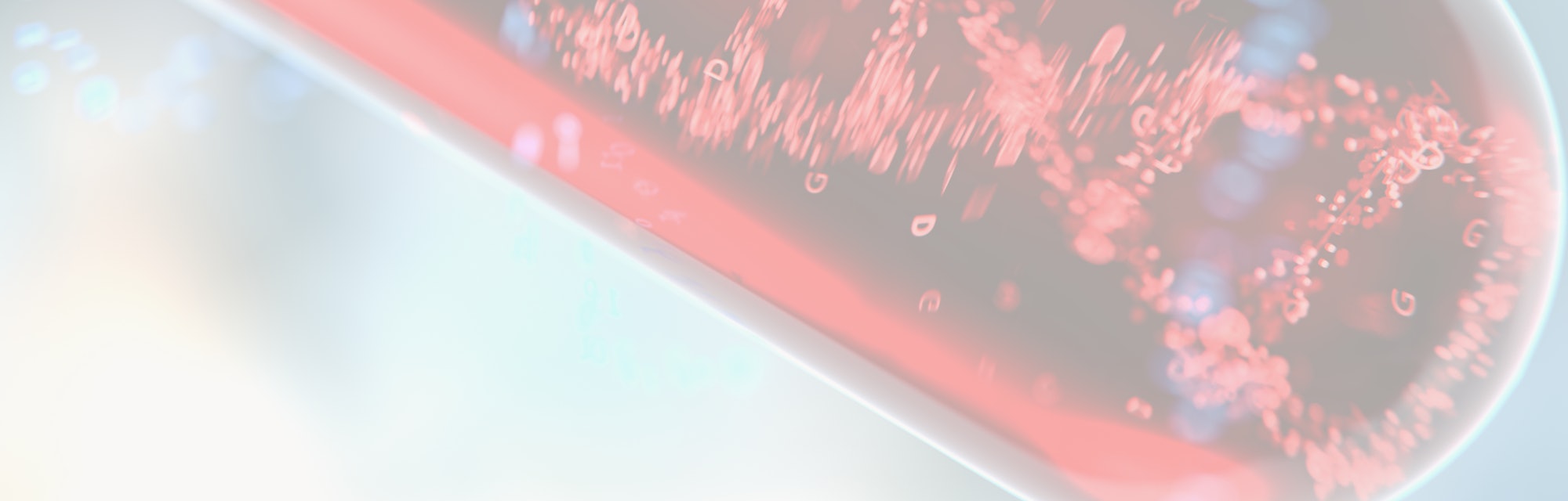 Molecule of DNA forming inside the test tube in the blood test equipment.3d rendering,conceptual image.