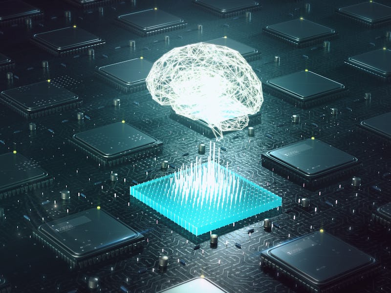Machine learning , artificial intelligence, ai, deep learning blockchain neural network concept. Bra...