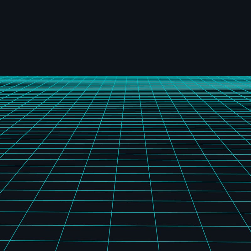 Vector perspective grid. Abstract wireframe landscape. Detailed lines on background. 3d vector ill...