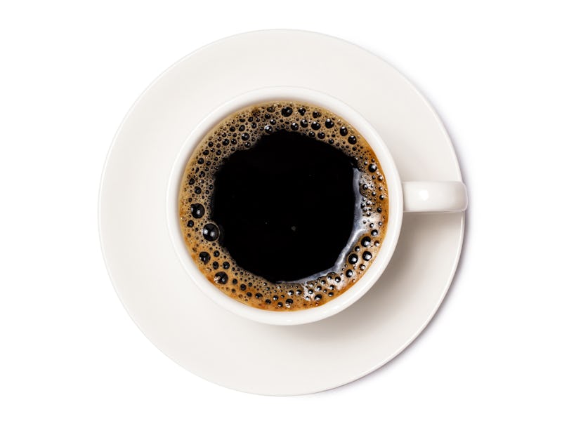 black coffee in a coffee cup top view isolated on white background. with clipping path.