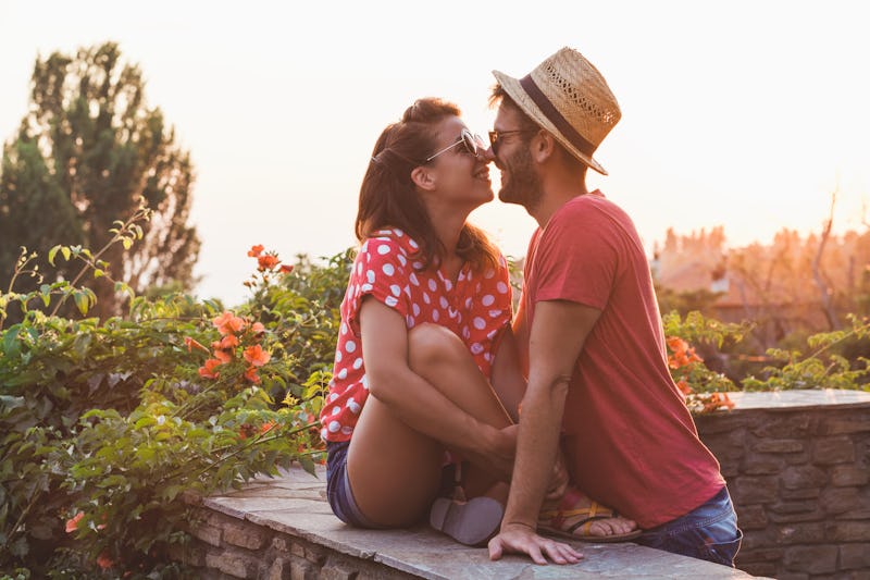 Young couple in love on the balcony