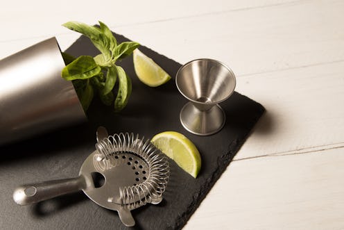 Mojito bartender mixologist kit with lemon and mint