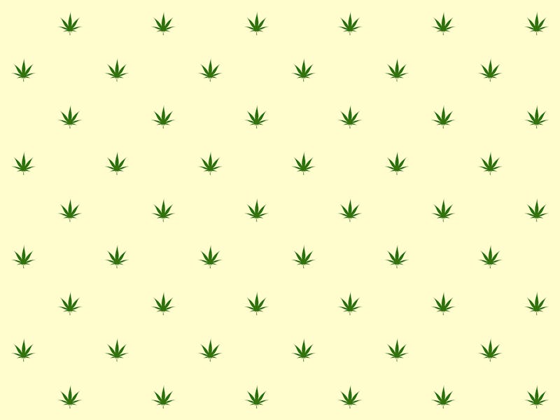Seamless pattern. Marijuana icon. Cannabis leaf vector illustration isolated on white. Medical canab...