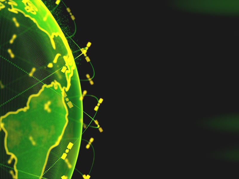 Global network network connection the world abstract 3D rendering satellites starlink. satellites cr...