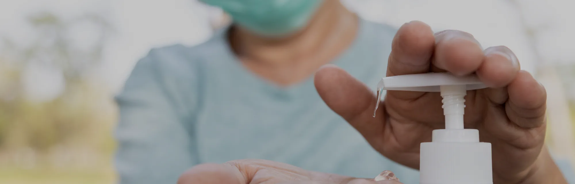 Asian elderly people wearing protective mask,using alcohol antiseptic gel,prevent infection,outbreak...