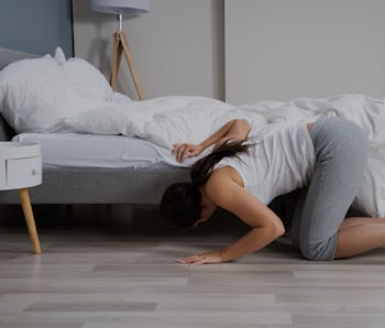 Woman Lost Something And Trying To Find It