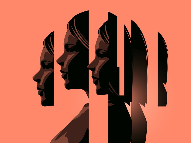 A women dealing with mental heath issues showing the different faces of dealing with personal issues...