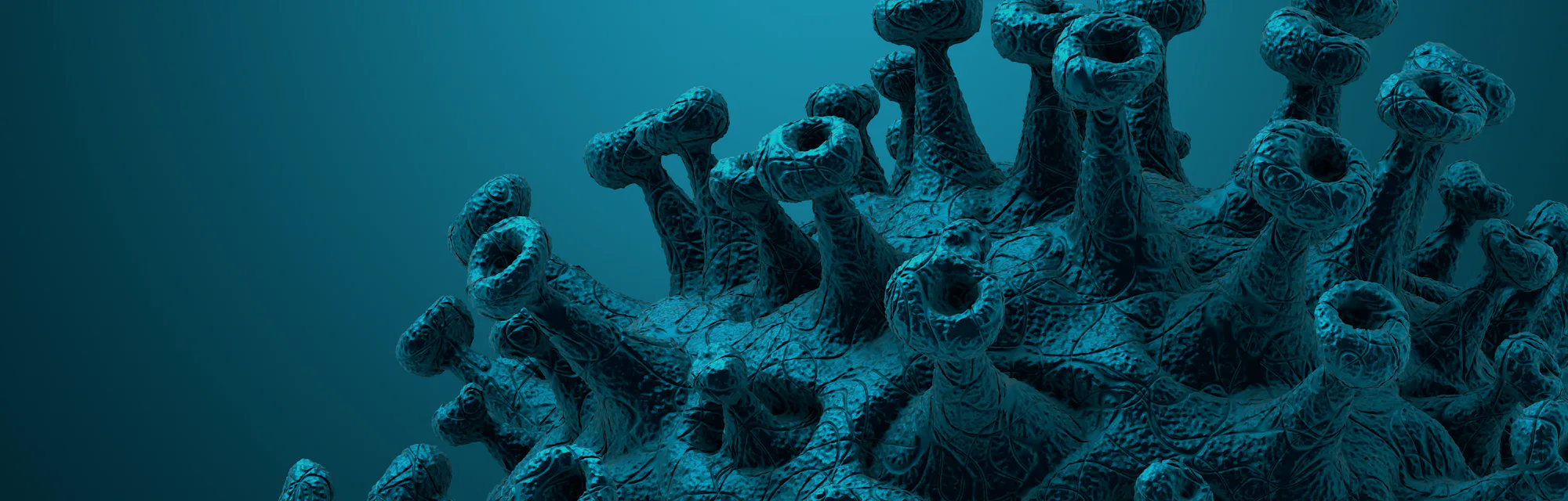 Coronavirus disease COVID-19 outbreak. Microscopic view of a infectious virus. SARS-CoV-2 virus cell...