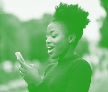 A woman is texting her crush and looking surprised. Valentine's Day 2022 and the Full Snow Moon will...