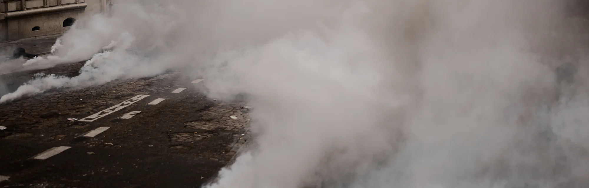 Tear gas during riots in Paris