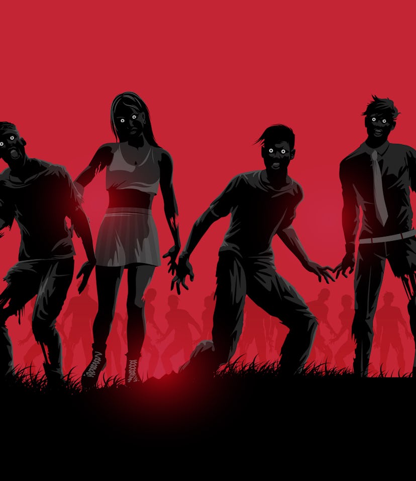 A group of decaying flesh eating zombies. Vector illustration.