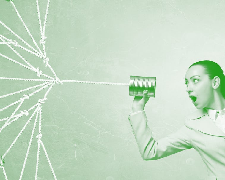 Woman using deaf phone