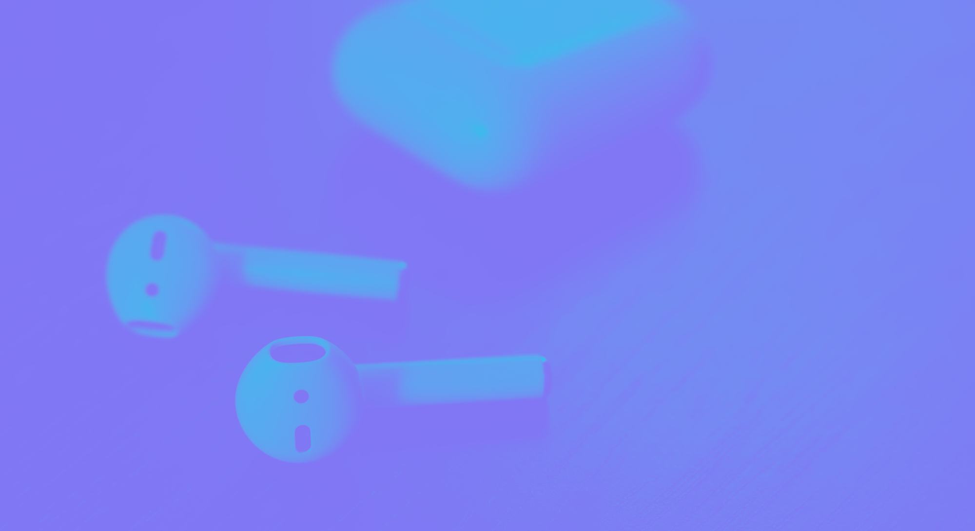 Air Pods. with Wireless Charging Case. New Airpods 2019 on black background. Airpods. Copy space .Ea...