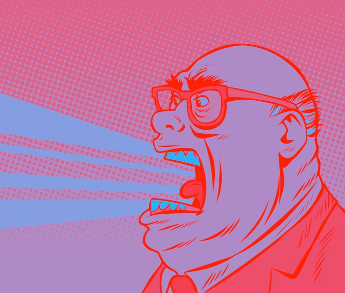 angry boss yells. Comic book cartoon pop art retro illustration