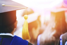 shot of graduation hats during commencement success graduates of the university, Concept education c...