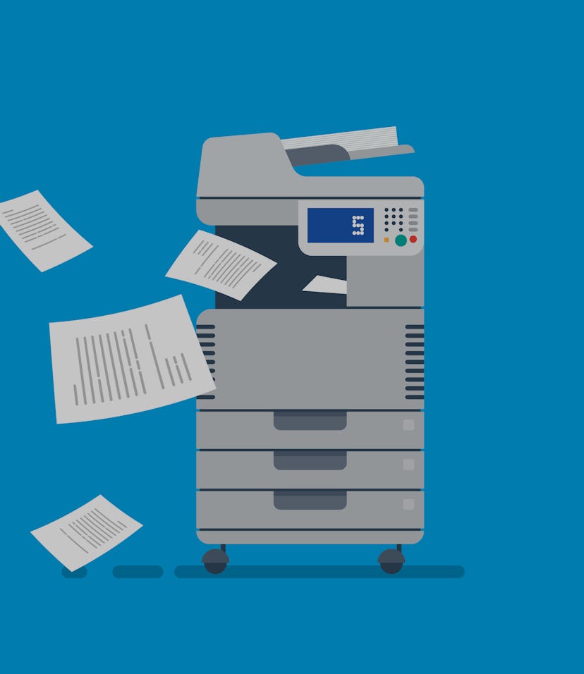 Office Multi-function Printer scanner. Isolated Flat Vector Illustration