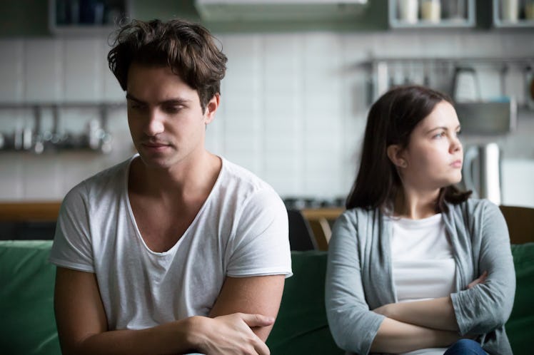 Upset millennial guy feels frustrated after fight with girlfriend, sad thoughtful husband troubled w...
