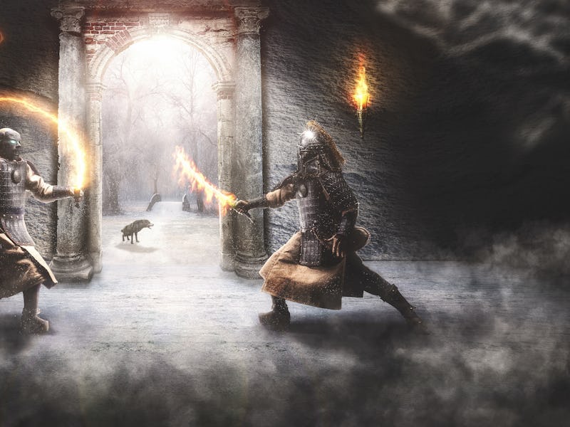 Combat between two fantasy samurai