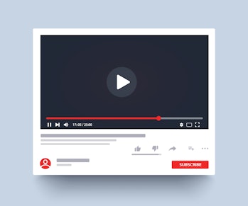 Template interface video player. Social media concept. Mockup video channel. Web windows player. Vid...