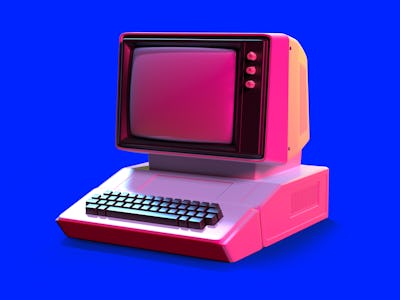 Old-fashioned personal computer in retro 80s style. 3d illustration