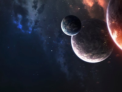 Deep space planets, awesome science fiction wallpaper, cosmic landscape. Elements of this image furn...